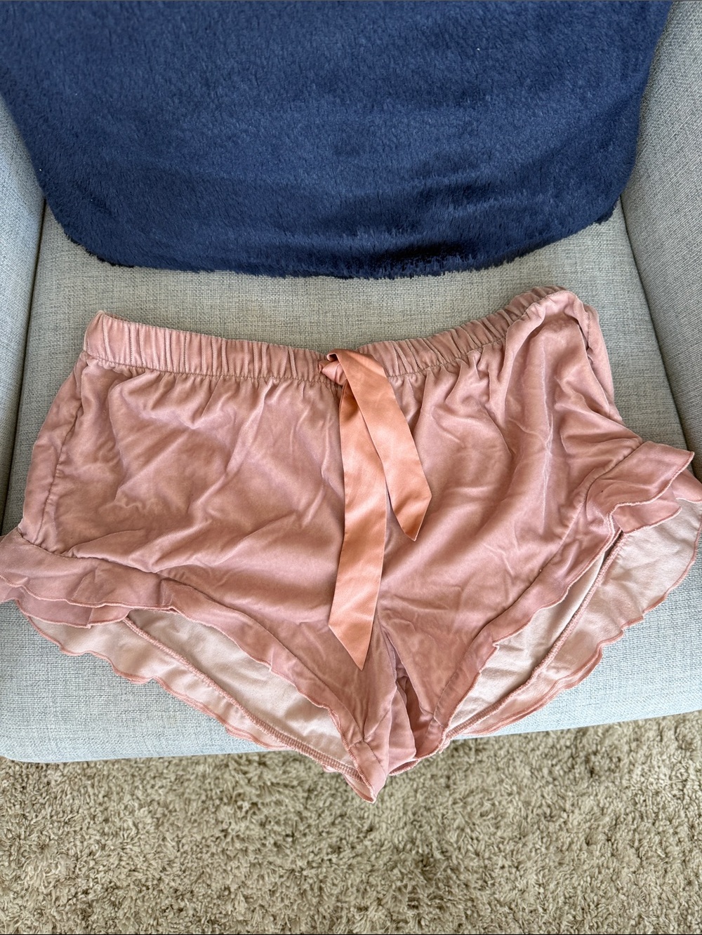 Victoria's Secret Satin Ruffle Lounge Shorts - Blush Pink